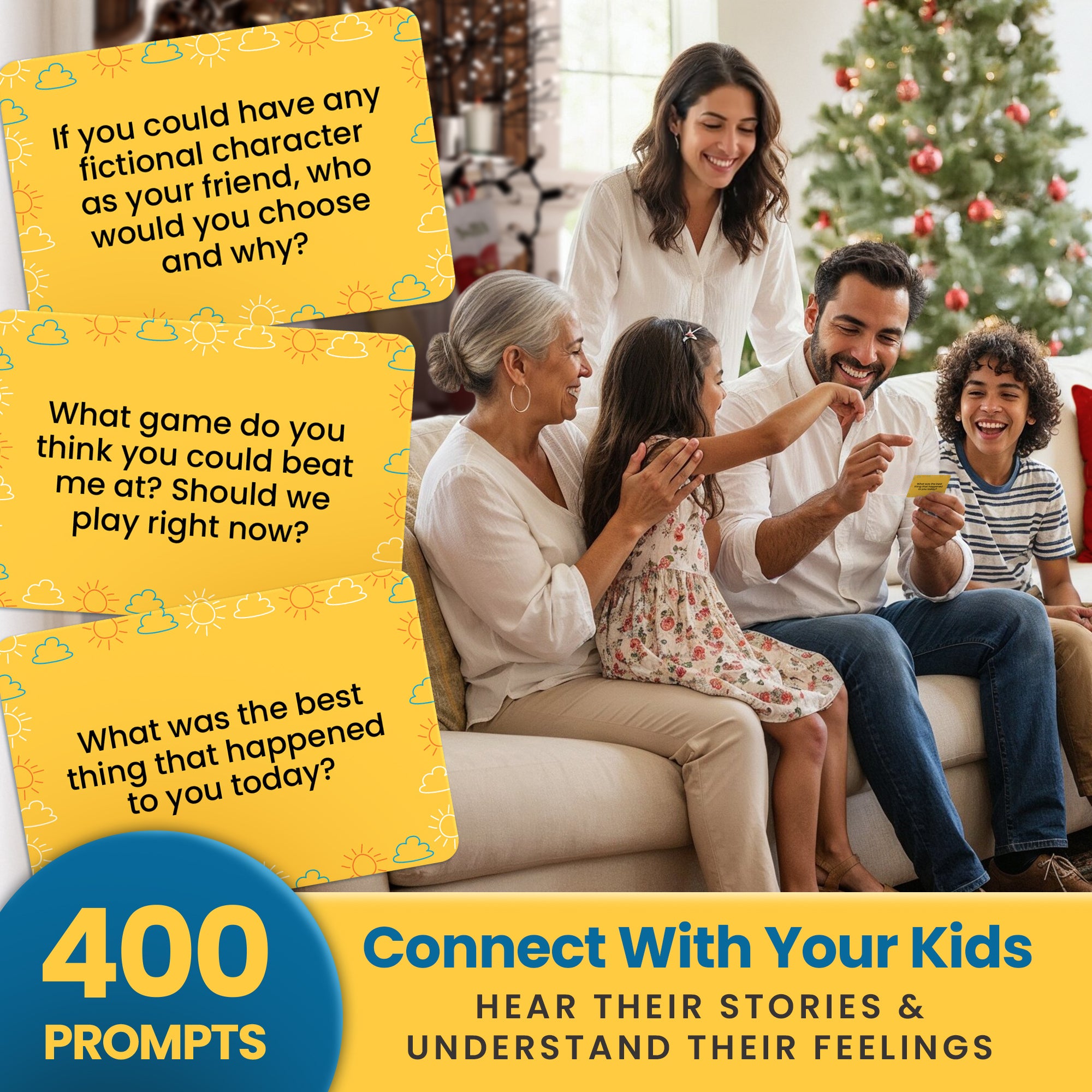Prompta 400 Conversation Cards for Kids – Engage Kids, Laugh, and Grow Closer During Family Dinner, Game Night, and Road Trips