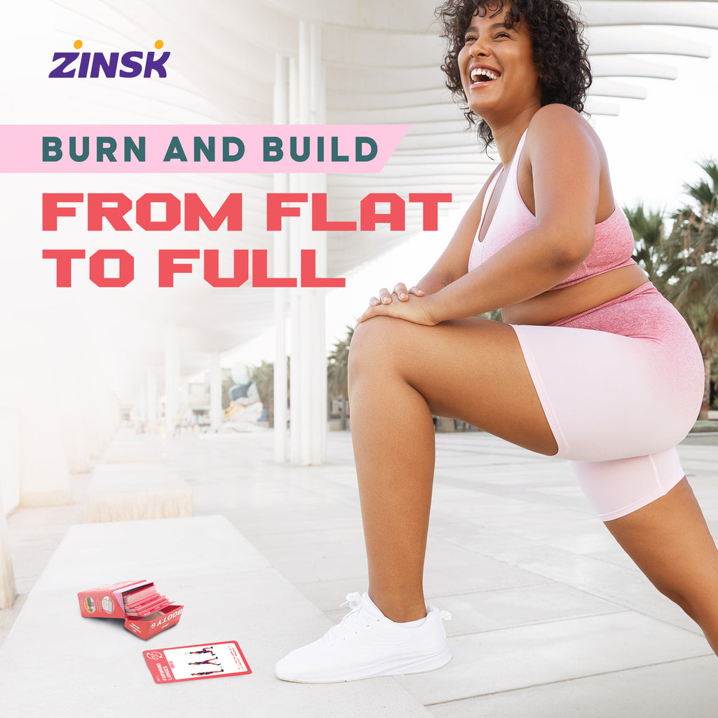 Zinsk 75 Booty & Thighs Exercise Cards - 3.5" x 2.5" Cards for No Equipment Needed Glute Workouts