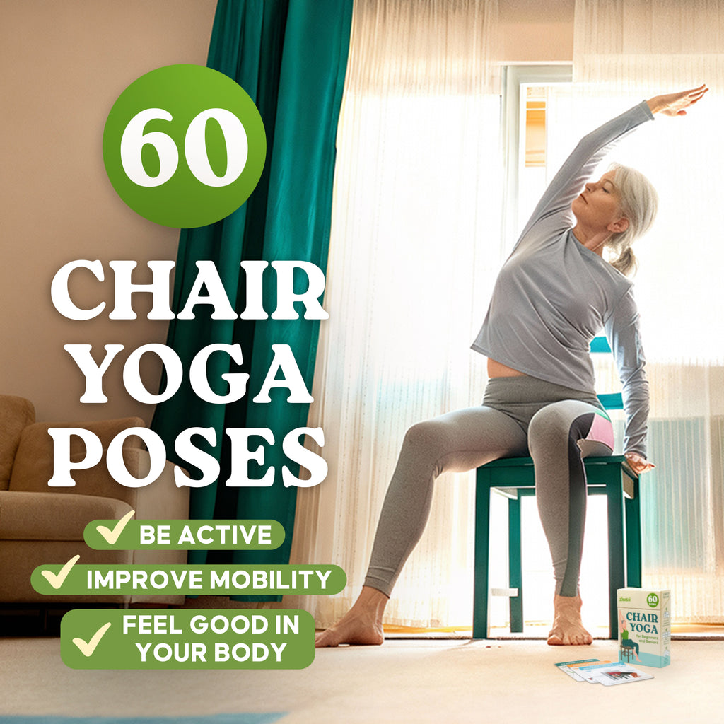 Zinsk 60 Chair Yoga Exercises – Big 4" x 6" Cards with Gentle Workouts for Seniors & Beginners