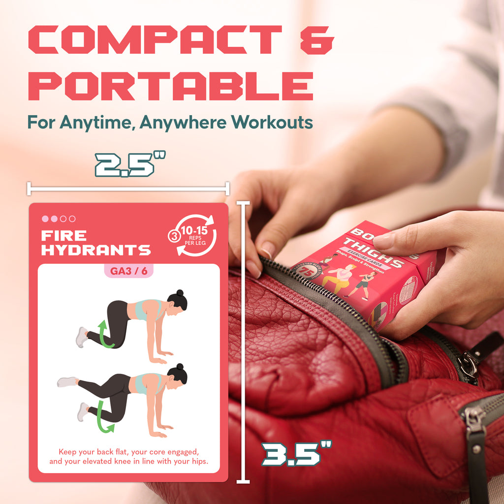 Zinsk 75 Booty & Thighs Exercise Cards - 3.5" x 2.5" Cards for No Equipment Needed Glute Workouts