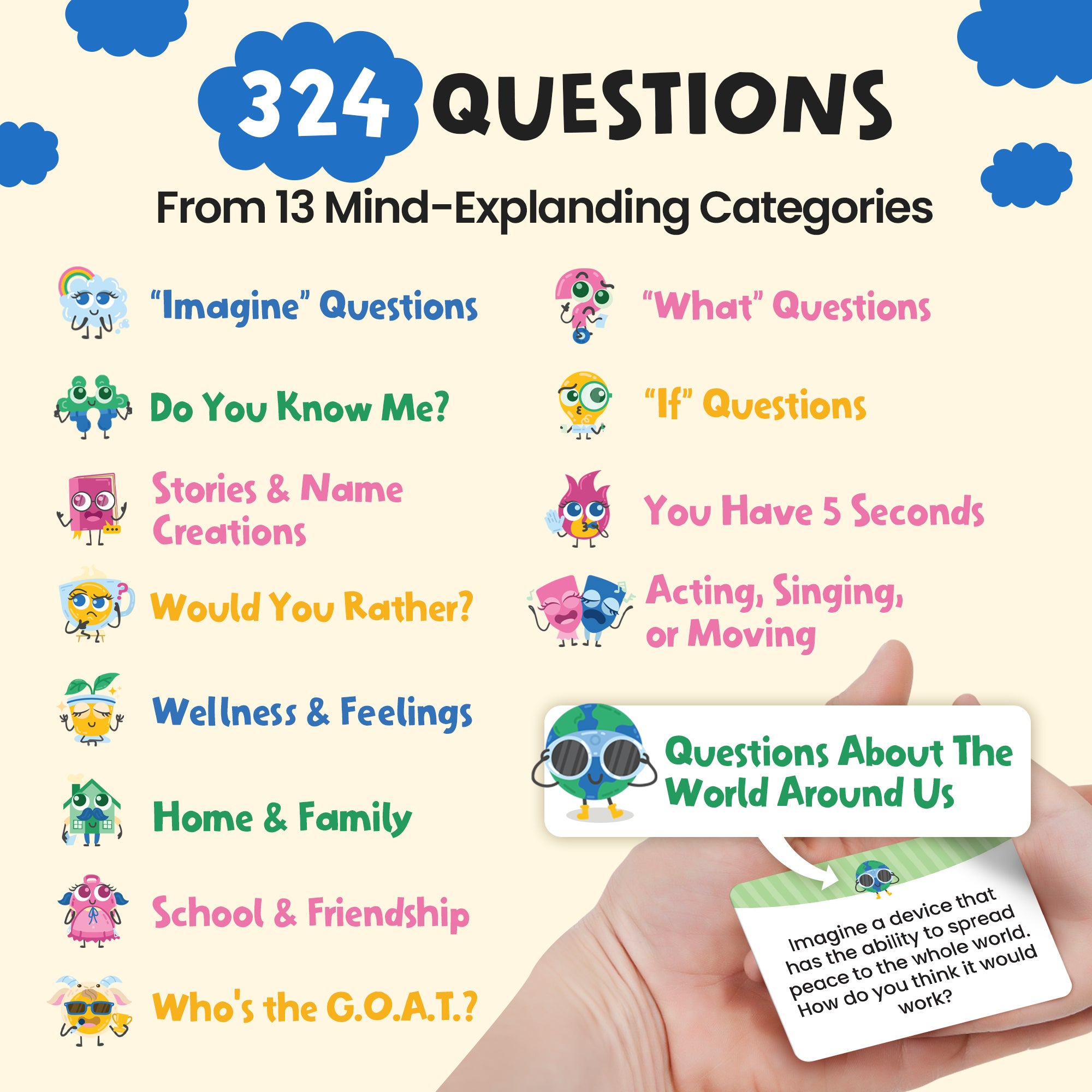400 Silly Conversation Cards for Kids - 2.5" x 1.75" Cards with Interactive Activities and Funny Questions for Kids