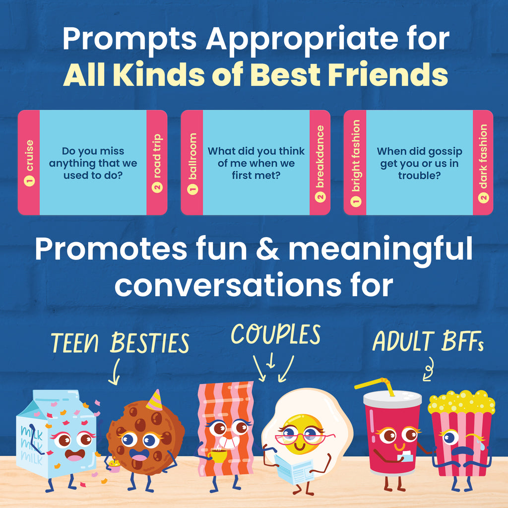 Prompta 400 Conversation Cards for Best Friends – 2.5" x 1.75" Cards for Fun, Deep Questions for Adults, Teens, or Couples