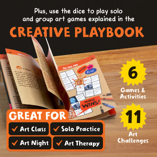 Insplore Art Dice – 12-Sided Wooden Dice with 120 Prompts to Help You Decide What to Draw or Paint
