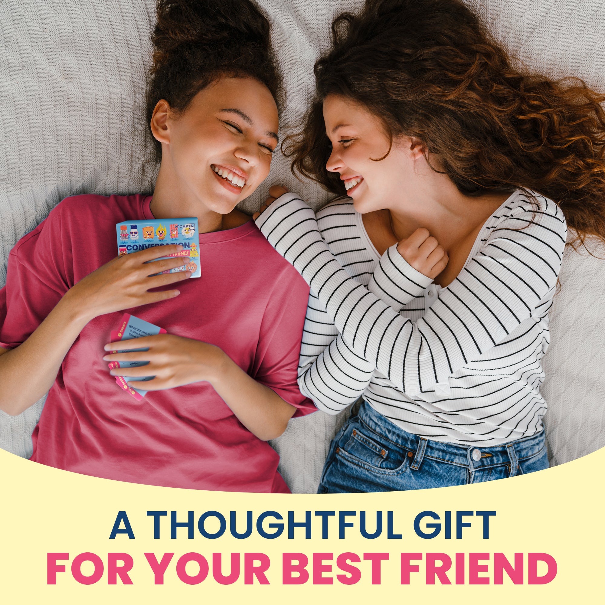 Prompta 400 Conversation Cards for Best Friends – 2.5" x 1.75" Cards for Fun, Deep Questions for Adults, Teens, or Couples