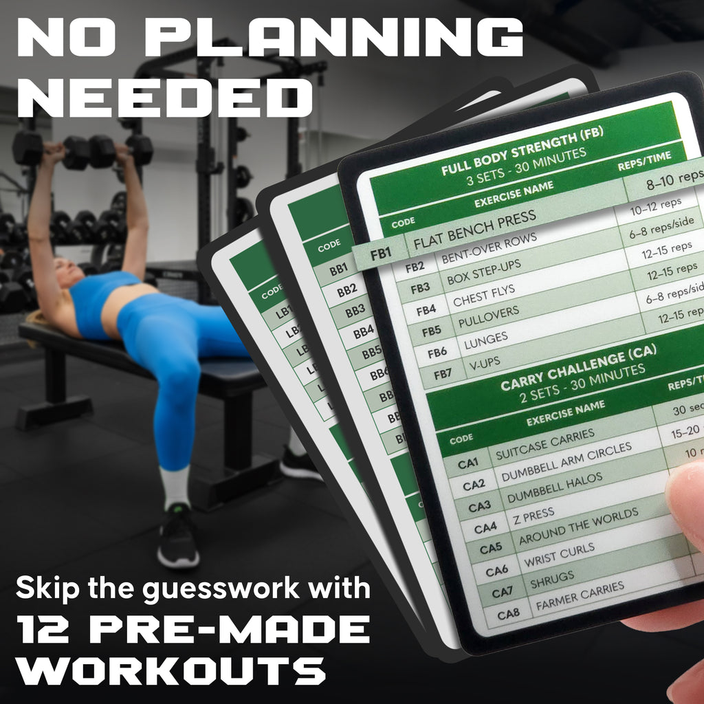 Zinsk 75 Dumbbell Workout Cards – 3.5” x 2.5” Full Body Weight Training Exercise Deck