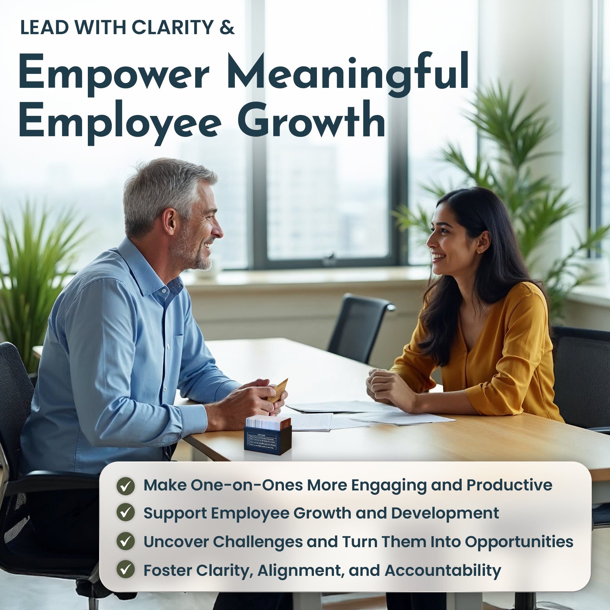Prompta 400 One-on-One Meeting Conversation Cards for Managers — 2.5" x 1.75" Question Cards to Support Staff, Enhance Employee Growth Conversations, and Strengthen Your Team