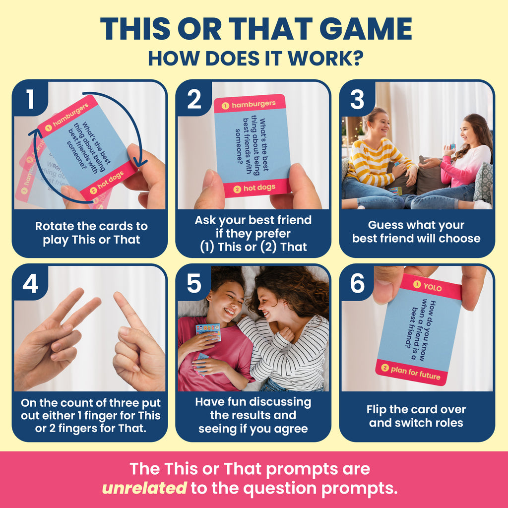 Prompta 400 Conversation Cards for Best Friends – 2.5" x 1.75" Cards for Fun, Deep Questions for Adults, Teens, or Couples