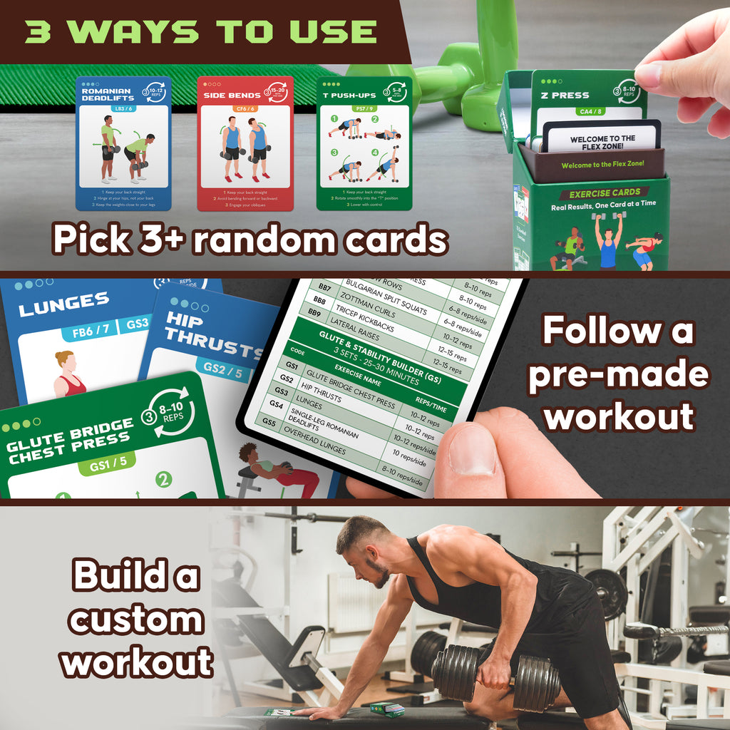 Zinsk 75 Dumbbell Workout Cards – 3.5” x 2.5” Full Body Weight Training Exercise Deck