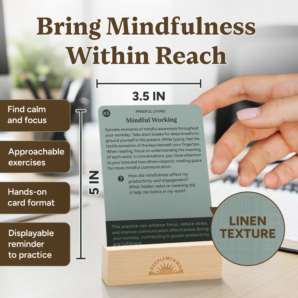 Resplendawn 52 Mindfulness Cards – Simple Practices for Stress & Anxiety Relief, Emotional Regulation, and Mindful Living
