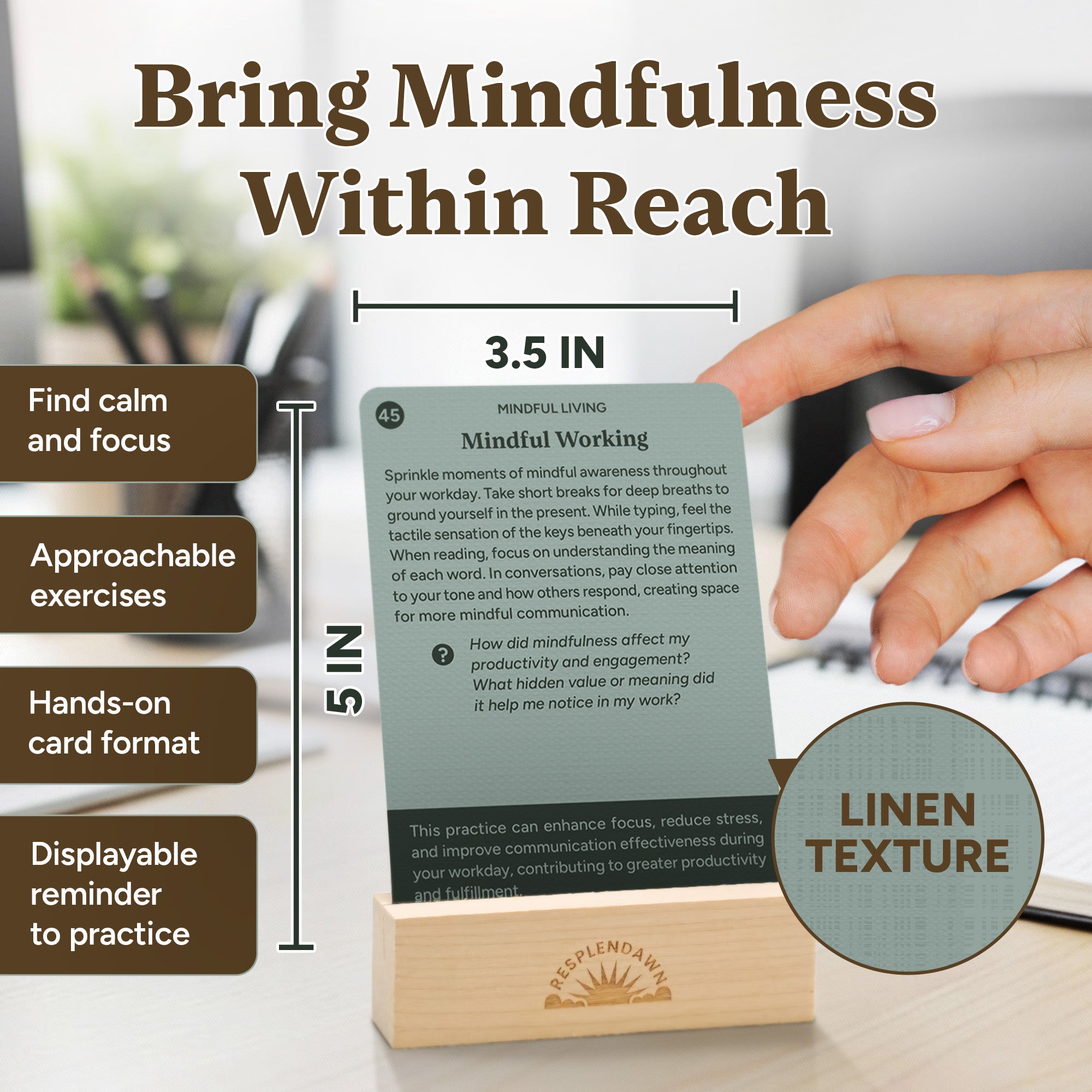 Resplendawn 52 Mindfulness Cards – Simple Practices for Stress & Anxiety Relief, Emotional Regulation, and Mindful Living