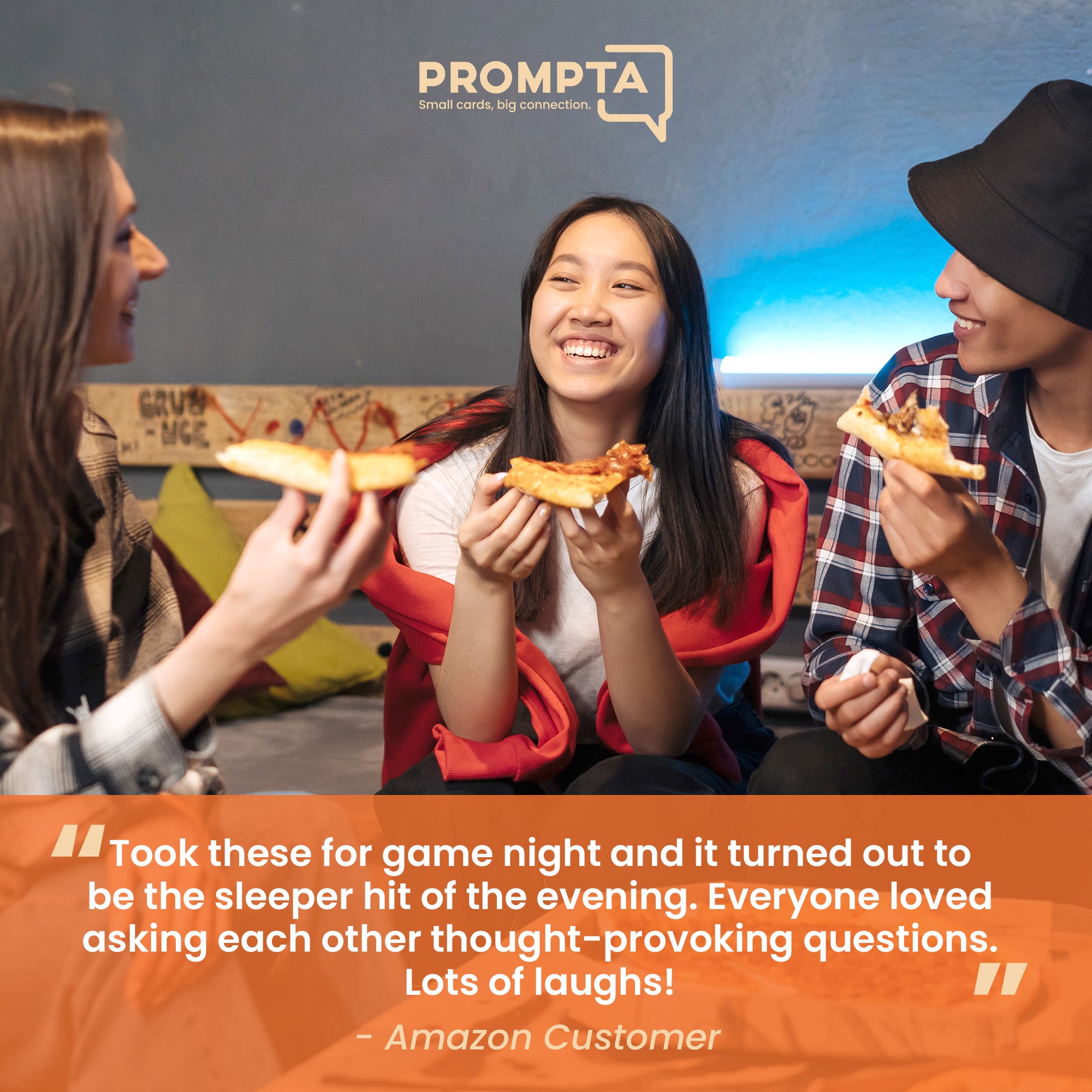 Prompta 400 Conversation Cards for Friends – 2.5" x 1.75" Cards to Spark Laughter, Stories, and Deeper Friendships