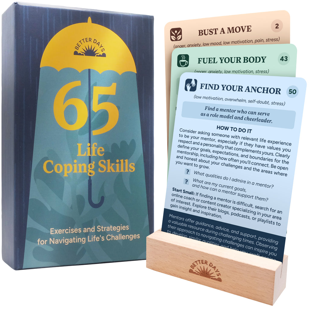 Resplendawn 65 Coping Cards – Skills & Exercises to Cope with Stress, Anxiety, & Anger