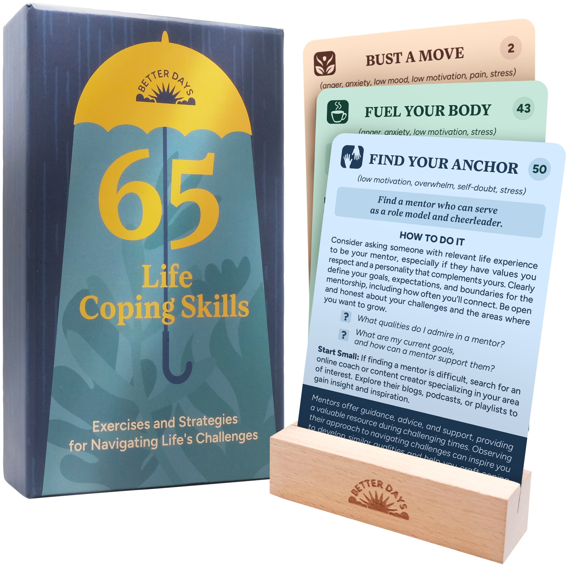 Resplendawn 65 Coping Cards – Skills & Exercises to Cope with Stress, Anxiety, & Anger