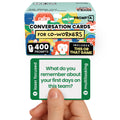 Prompta 400 Conversation Cards for Coworkers – Two Fun Teambuilding Games for Work – 2.5" x 1.75" Question Cards