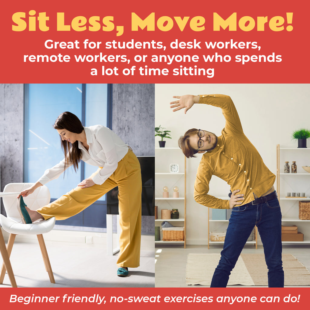 Zinsk 75 Desk Workout Cards – Compact 3.5" x 2.5” Chair Exercise Cards for Home or Office
