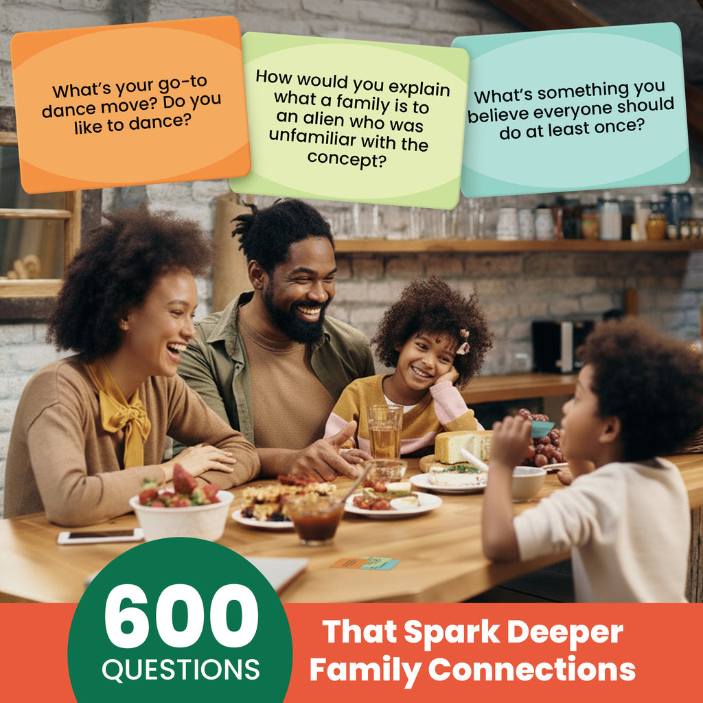 Prompta 600 Conversation Cards for Families – Fun Family Game for Kids and Adults During Game Night, Family Dinner, or Road Trips