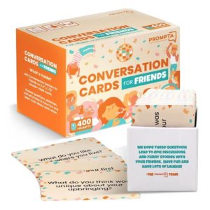 Prompta 400 Conversation Cards for Friends – Funny Get to Know You Game With Open-Ended Questions to Spark Laughter, Stories, and Deeper Friendships - Great for Game Night and Hangouts - 2.5" x 1.75" Cards
