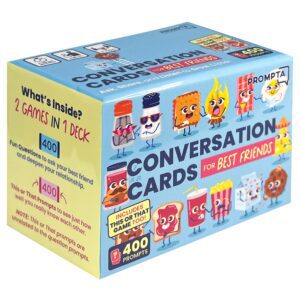 Prompta 400 Conversation Cards for Best Friends – Fun, Deep Questions for Adults, Teens, or Couples – Get to Know Your Bestie Even Better with Questions Plus This or That Game – 2.5" x 1.75" Cards